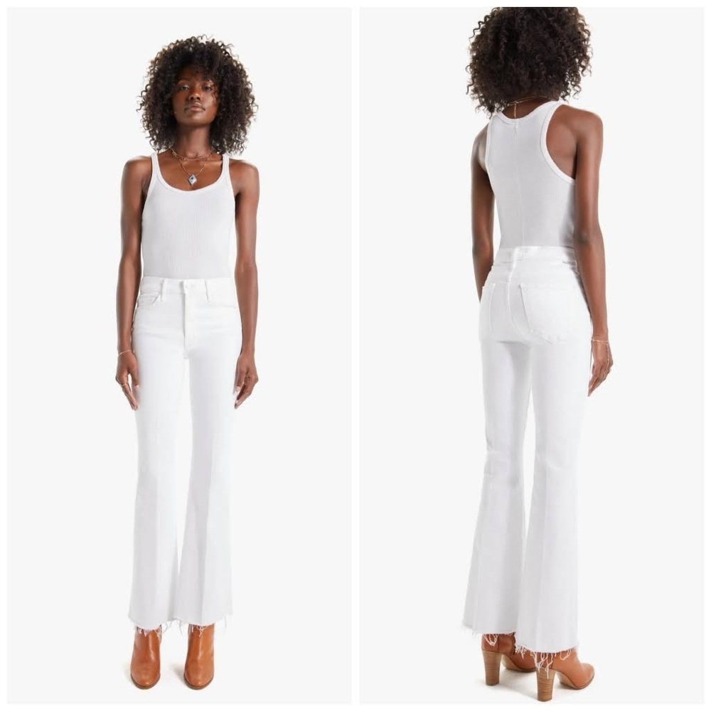 MOTHER White High-Rise Wide Leg Jeans